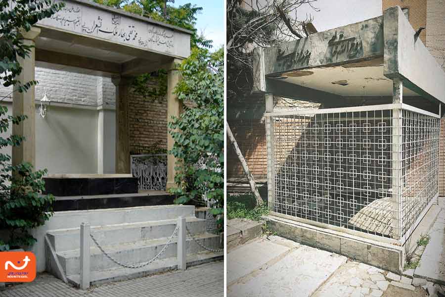 قبر ملک الشعرای بهار و روح الله خالقی در گورستان ظهیرالدوله