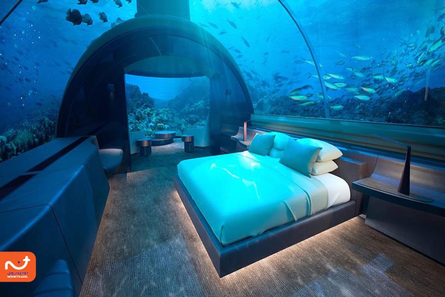 تصویری از اتاق زیر آب در برج العرب واقع در منطقه جمیرا.