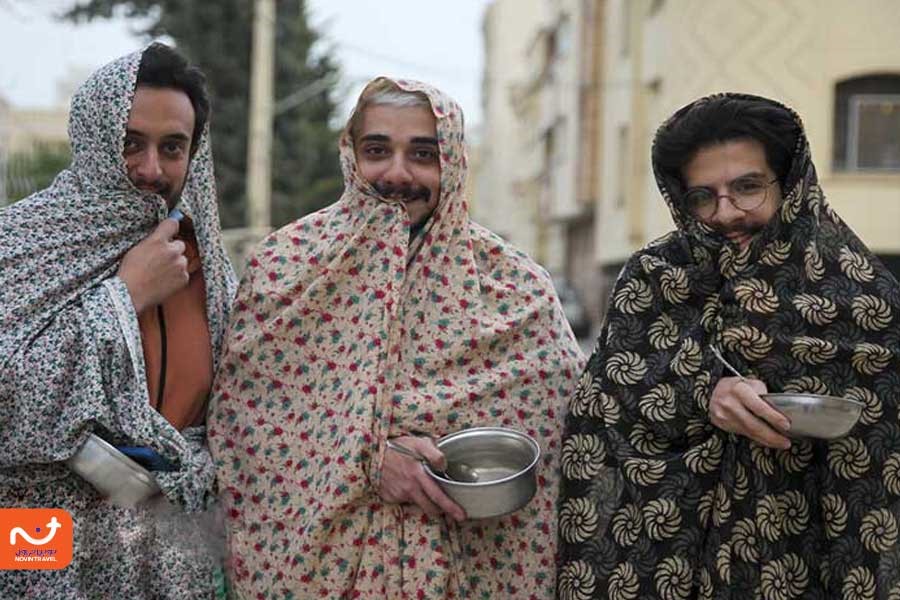 چادر سر کردن آقایان در چهارشنبه سوری