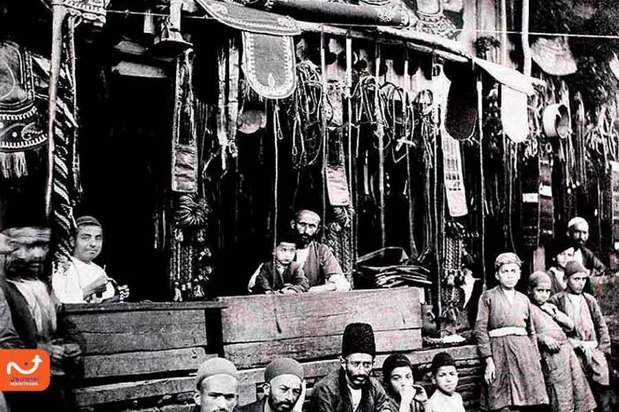 تصویر بازار بزرگ رشت قدیم در دوره قاجار